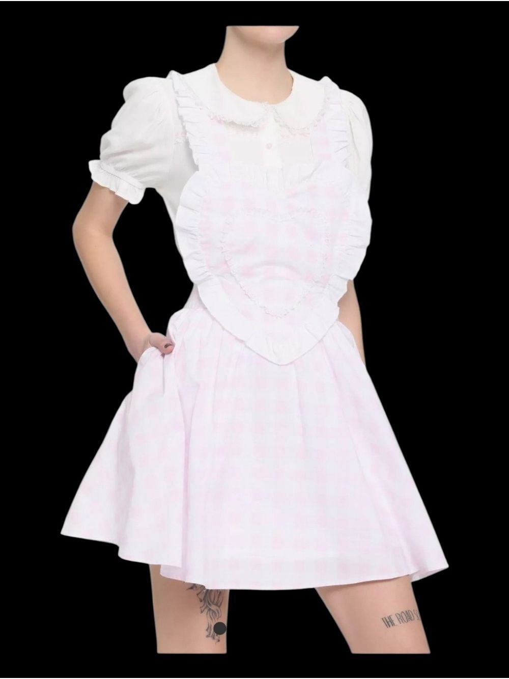 Hot Topic Pink & White Check Skirtall  M Feminine Coquette